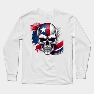 Skull with Texas Flag Long Sleeve T-Shirt